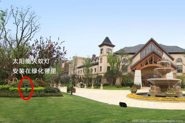 高檔別墅小區景觀(guān)帶安裝太陽(yáng)能滅蚊燈驅蚊